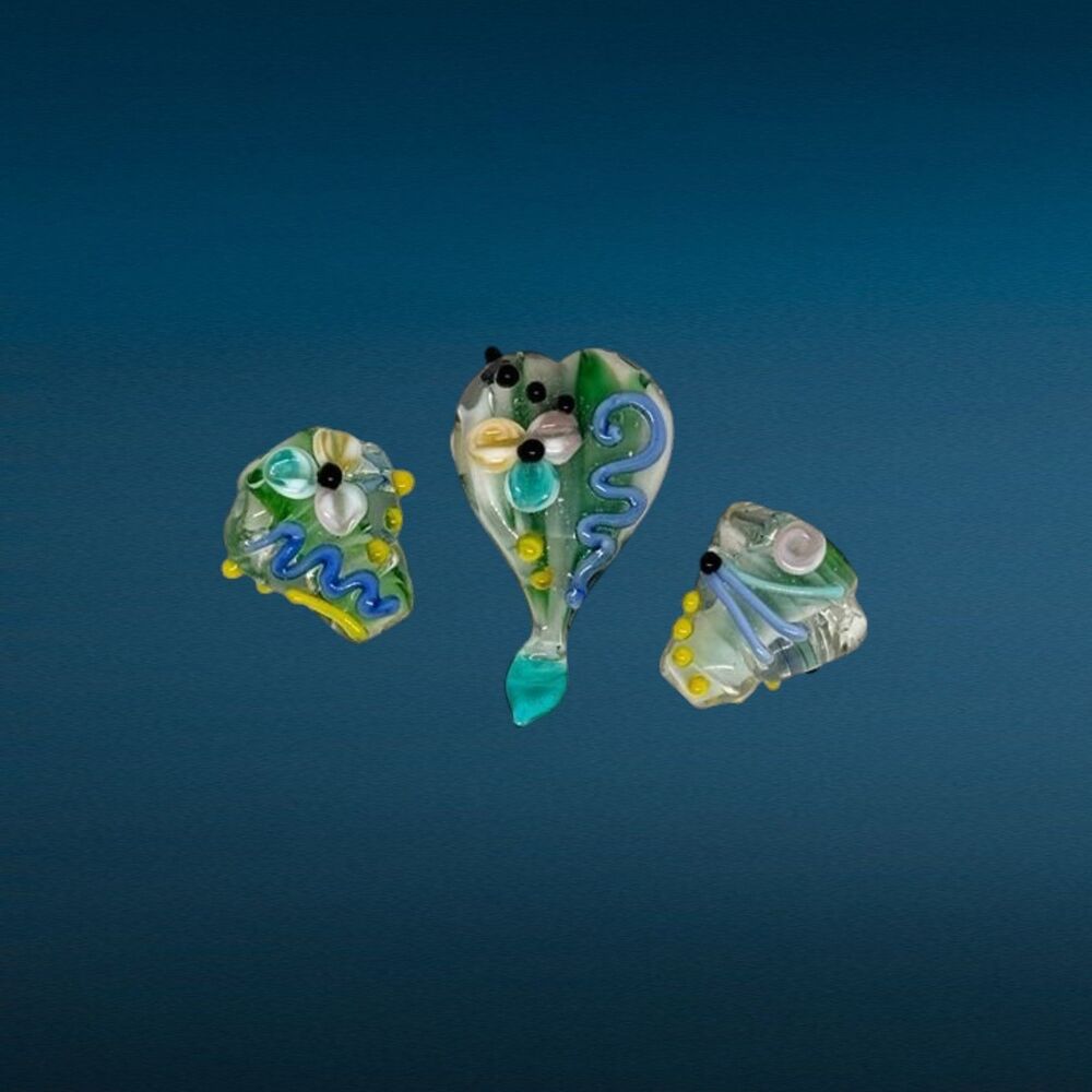 3pcs Beads for Jewelry Making Handcrafted Lampwork Beads #22115 LAST ONE